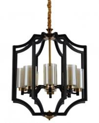 Lumina Deco żyrandol / lampa wisząca Vigatto W8 8xE27 czarno/mosiężna LDP 1224-8 (BK+MD)
