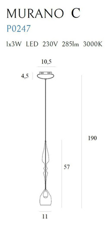 Maxlight lampa wisząca LED Murano C 3W 285lm 3000K chrom P0247