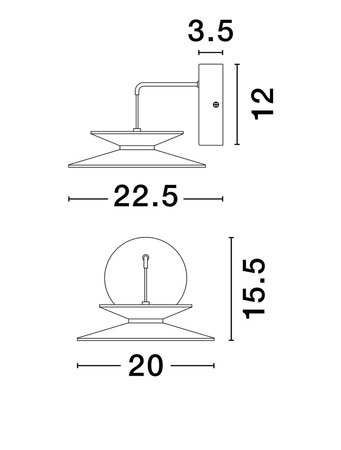 Luces Exclusivas kinkiet LED Guanay ściemnialny Ø 20 cm 7W 367lm 3000K IP20 czarno/złoty LE44745