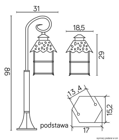 Su-ma lampa stojąca zewnętrzna Cadiz E27 czarna/patyna 86cm IP43 K 5002/3/Z