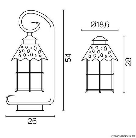 Su-ma lampa stojąca zewnętrzna Toledo E27 czarna/patyna 54cm IP23 K 4011/1/R