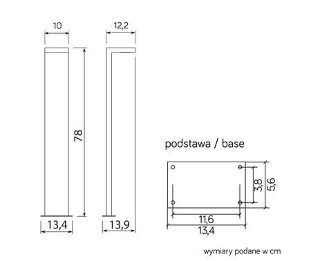 Su-ma lampa stojąca zewnętrzna LED Karo 10W 720lm 4000K popielata 78cm IP54 KR-780