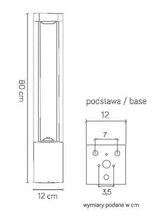 Su-ma lampa stojąca zewnętrzna Kwadrat GX53 popielata 80cm IP54 FKW-800