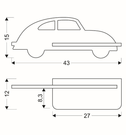 Candellux kinkiet dziecięcy LED z półką IQ Kids Car 5W 250lm 4000K czarny z przewodem 21-85078