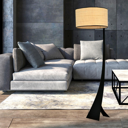 Emibig lampa stojąca Estrella LP1 E27 czarno/naturalna 157cm 1157/LP1