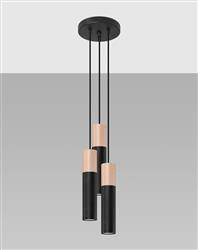 Sollux lampa wisząca Pablo 3xGU10 czarno/drewniana SL.1014