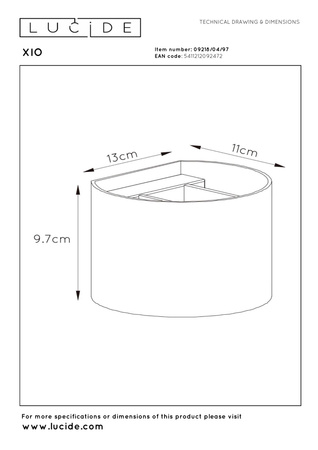Lucide kinkiet Xio G9/3,5W 350LM 2700K okrągły brązowy 09218/04/97