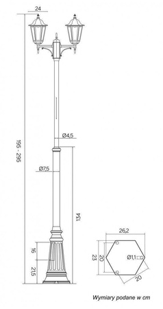 Su-ma latarnia Retro Classic 2xE27 czarna/patyna IP43 OGMWN 2
