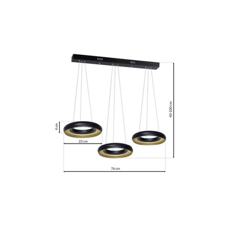 Milagro lampa wisząca LED Rondo 3x(12W 840lm 4000K) 36W 2520lm czarna ML354