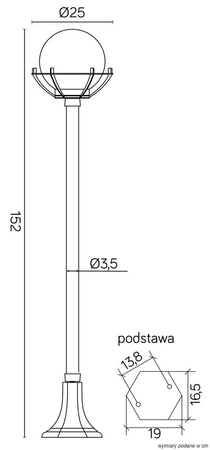 Su-ma lampa stojąca zewnętrzna Kule z koszykiem 200 E27 czarna/patyna 152cm IP43 K 5002/1/KPO OP