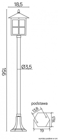 Su-ma lampa stojąca zewnętrzna Wenecja E27 czarna/patyna 156cm IP43 K 5002/1/KW