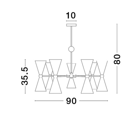 Luces Exclusivas lampa wisząca LED Balsas Ø 90 cm E14 14x5W IP20 czarno/złota LE43698