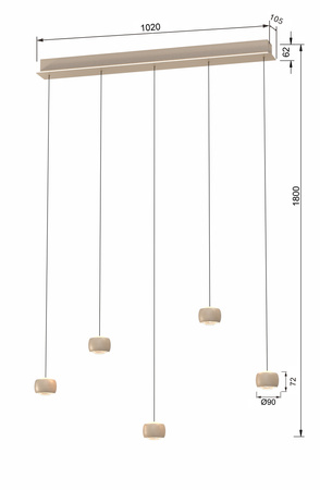 Aviano Lighting lampa wisząca LED Quiberon ściemnialna 30W 3000lm 3000K piaskowa 7039-513