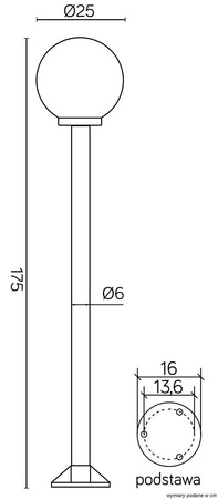 Su-ma lampa stojąca zewnętrzna Kule E27 czarna 175cm IP43 K 5002/1/K 250