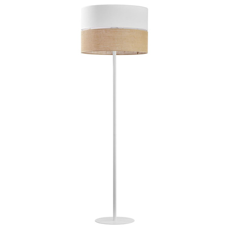 TK Lighting lampa podłogowa Linobianco E27 biało/naturalna 150cm 5241