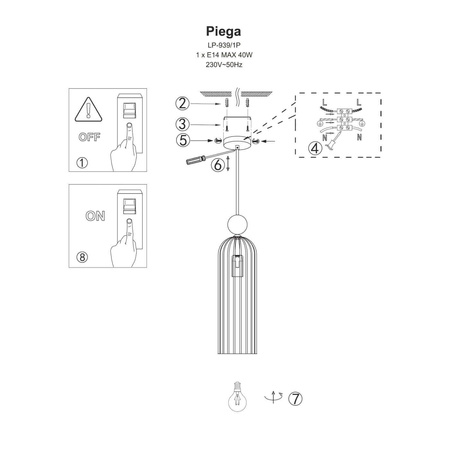 Light Prestige lampa wisząca Piega E14 złoto/dymiona LP-939/1P smoked