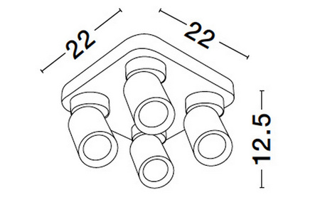 Luces Exclusivas lampa sufitowa LED Galvez GU10 4x10W IP20 czarna LE44403