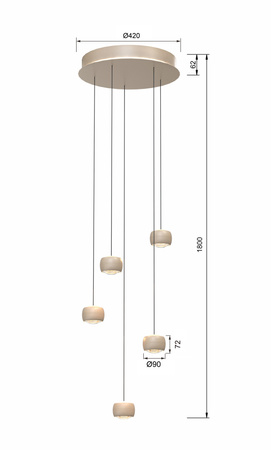 Aviano Lighting lampa wisząca LED Quiberon ściemnialna 30W 3000lm 3000K piaskowa 5039-513