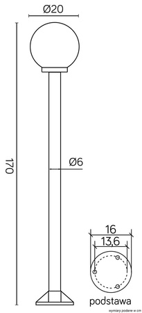 Su-ma lampa stojąca zewnętrzna Kule E27 czarna 170cm IP43 K 5002/1/K 200