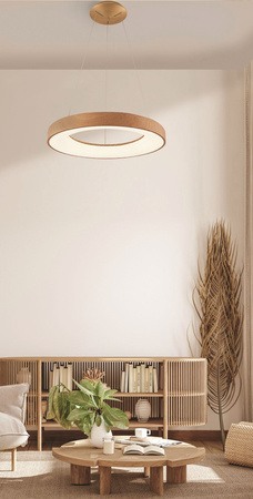 Azzardo SMART lampa wisząca LED Santana 60 50W 2800lm 3000/6500K drewniana AZ5010