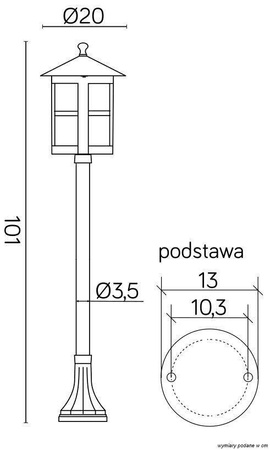 Su-ma lampa stojąca zewnętrzna Cordoba II E27 czarna/patyna 101cm IP23 K 5002/2/TD