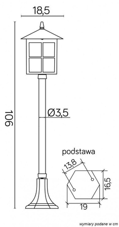Su-ma lampa stojąca zewnętrzna Wenecja E27 czarna/patyna 106cm IP43 K 5002/2/KW