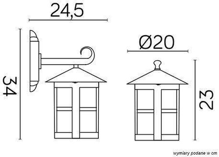 Su-ma kinkiet zewnętrzny Cordoba II E27 czarny/patyna IP23 K 3012/1/TD