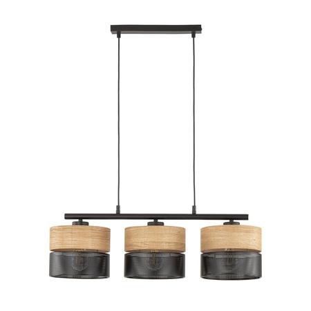 TK Lighting lampa wisząca Nicol 3xE27 czarno/drewniana 4801