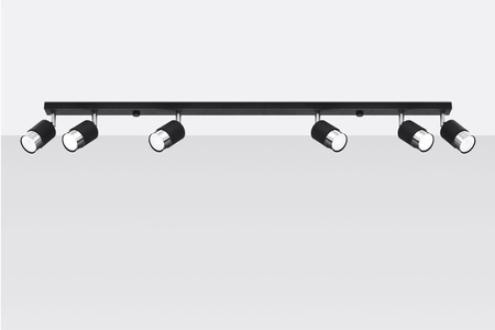 Sollux plafon (reflektorki) Nero 6 6xGU10 czarny/chrom SL.1068