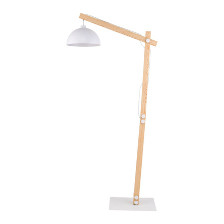 TK Lighting lampa podłogowa Oslo E27 biało/drewniana 180cm 5592