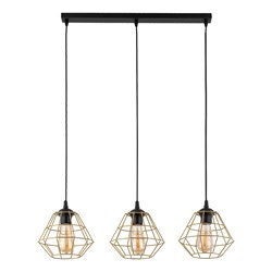 TK Lighting lampa wisząca Diamond 3xE27 czarno/złota 4642