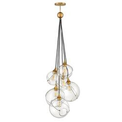 Quintiesse lampa wisząca Skye 6xE27 mosiężna QN-SKYE-6P