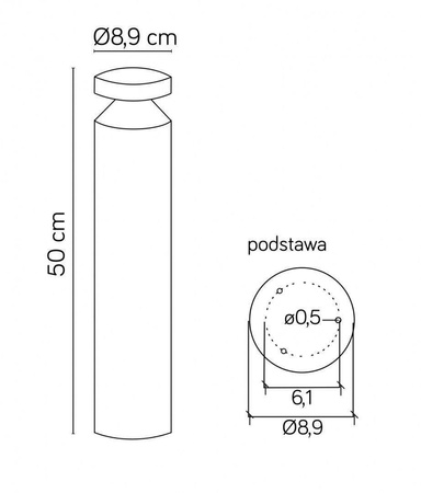 Su-ma lampa stojąca zewnętrzna LED Delta 6W 440lm 4000K popielata 50cm IP44 DL-500
