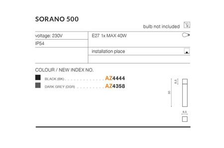 Azzardo lampa stojąca zewnętrzna Sorano 500 E27 szara IP54 AZ4358