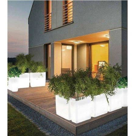 Nowodvorski ślampa stojąca zewnętrzna (świecąca donica) Flowerpot M E27 biała 70cm IP44 9712