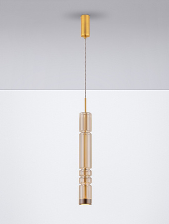 Luces Exclusivas lampa wisząca LED Montero Ø 8 cm 12W 1526lm 3000K IP20 wys. klosza 58 cm złota LE44588