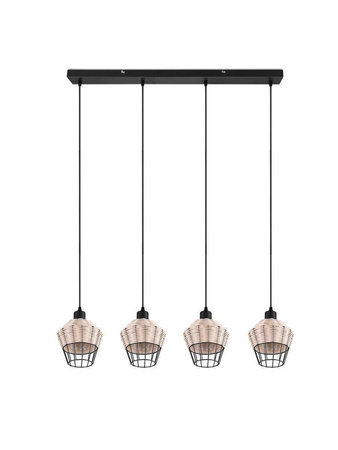 RL lampa wisząca Borka 4xE27 czarno/naturalna R31264036