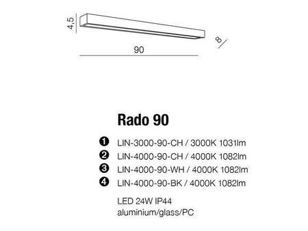 Azzardo kinkiet łazienkowy LED Rado 90 24W 1082lm 4000K chrom IP44 AZ2080