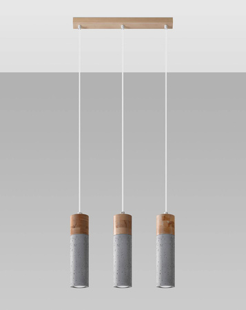 Sollux lampa wisząca Zane 3 3xGU10 szaro/drewniana SL.0967