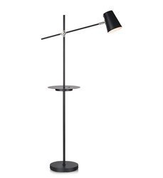 Markslojd lampa podłogowa z półką i USB Linear E14 czarna 144cm 107307