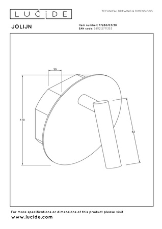 Lucide kinkiet Jolijn Ø 10,2 cm LED 1x2W 3000K zasilanie akumulatorowe z magnetycznym systemem montażu czarny 77288/03/30