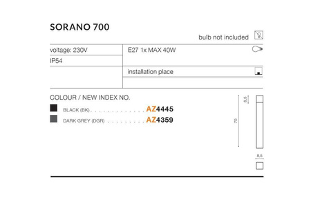 Azzardo lampa stojąca zewnętrzna Sorano 700 E27 szara IP54 AZ4359