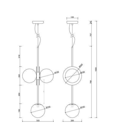 Ummo lampa wisząca Furiko B 3xG9 czarna FUB322P0