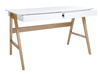 King Home Biurko RIVA (Scandic) białe - blat MDF, podstawa dębowa LL-008