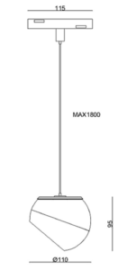 Loonari lampa szynowa magnetyczna wisząca LED Globe P 12W 1159lm 3000K czarna 893692