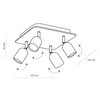 TK Lighting plafon (reflektorki) Top Wood 4xGU10 czarno/drewniany 3293