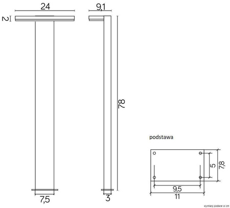 Su-ma lampa stojąca zewnętrzna LED Fler 10W 720lm 4000K popielata 78cm IP54 17602-780 DG