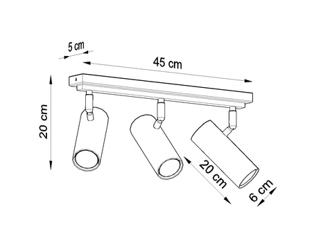Sollux plafon (reflektorki) Direzione 3 GU10 czarny SL.0501