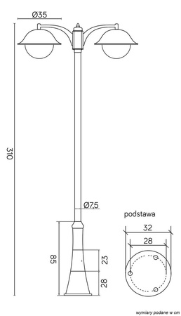 Su-ma latarnia Prince Max 2xE27 czarna/patyna IP43 OGMW 2 O-BD