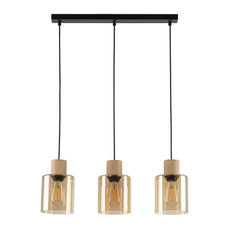 TK Lighting lampa wisząca Orson 3xE27 czarno/drewniana 4568